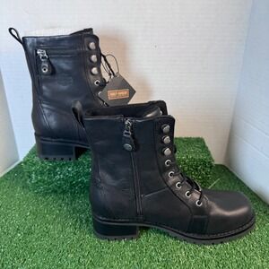 Harley-Davidson Keeler Black Leather Motorcycle Boots D84330 Womens 10 NEW